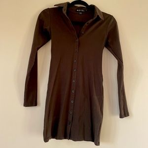 Longsleeve brown cotton dress Motel Rocks